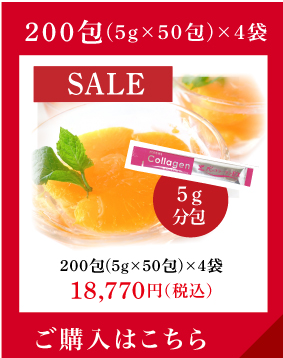 歳末SALE  (5g×50包)×4袋 携帯に便利な分包タイプ (5g×50包)×4袋 18,770円（税込）